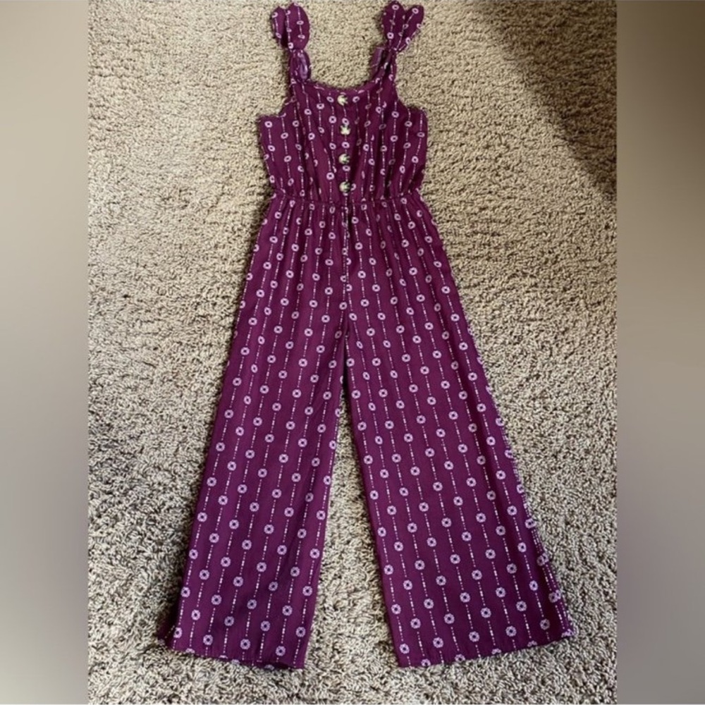Purple Kids Jumpsuit with Button Details